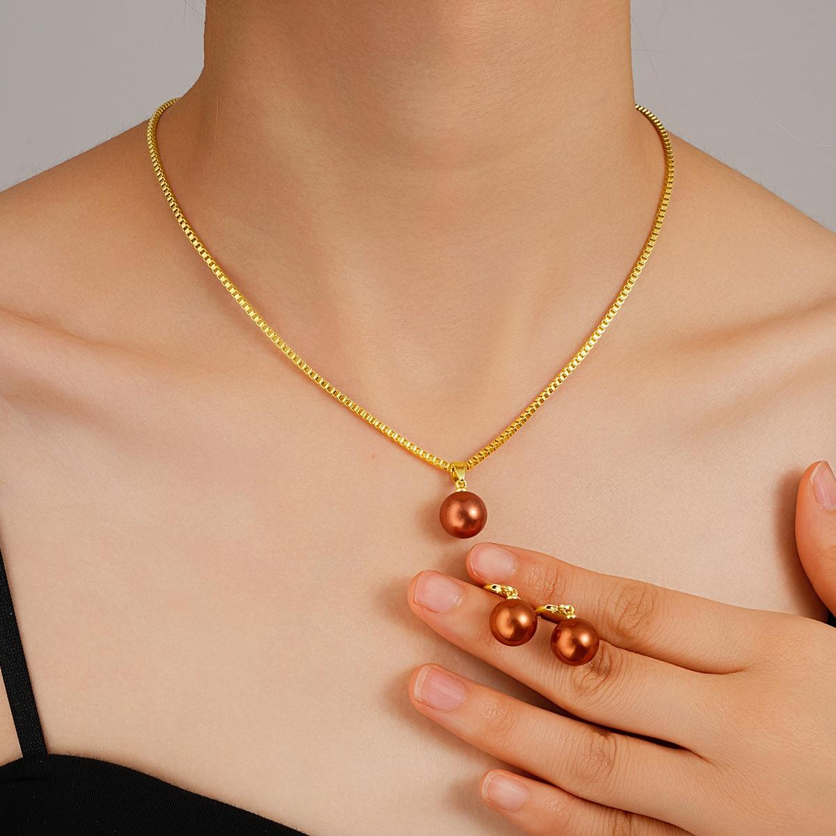 Luxury Temperament Design Sense Light Cross-border European and American Pendant Jewelry Necklace with Imitation Pearl Earrings