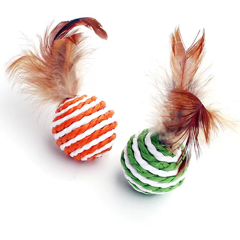 Cat Toy - Sisal Ball with Feather