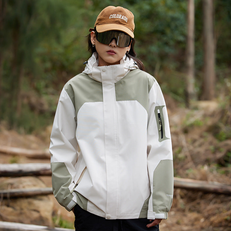 Sports outdoor jacket autumn and winter windproof warm detachable hat mountaineering clothing couple men's and women's thin coat cross-border