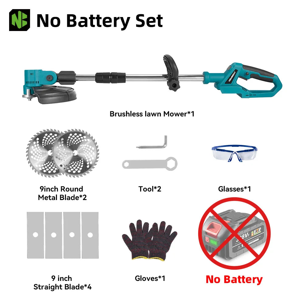 NEWBENY 4000W 9Inch Brushles Electric Lawn Mower Digital Display Grass Trimmer Repairing lawns Power Tool For 21V 18V Battery