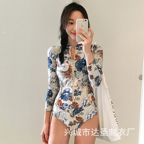 Korean new diving suit women's quick-drying jellyfish suit surfing swimsuit long sleeve one-piece hot spring conservative wholesale swimming suit