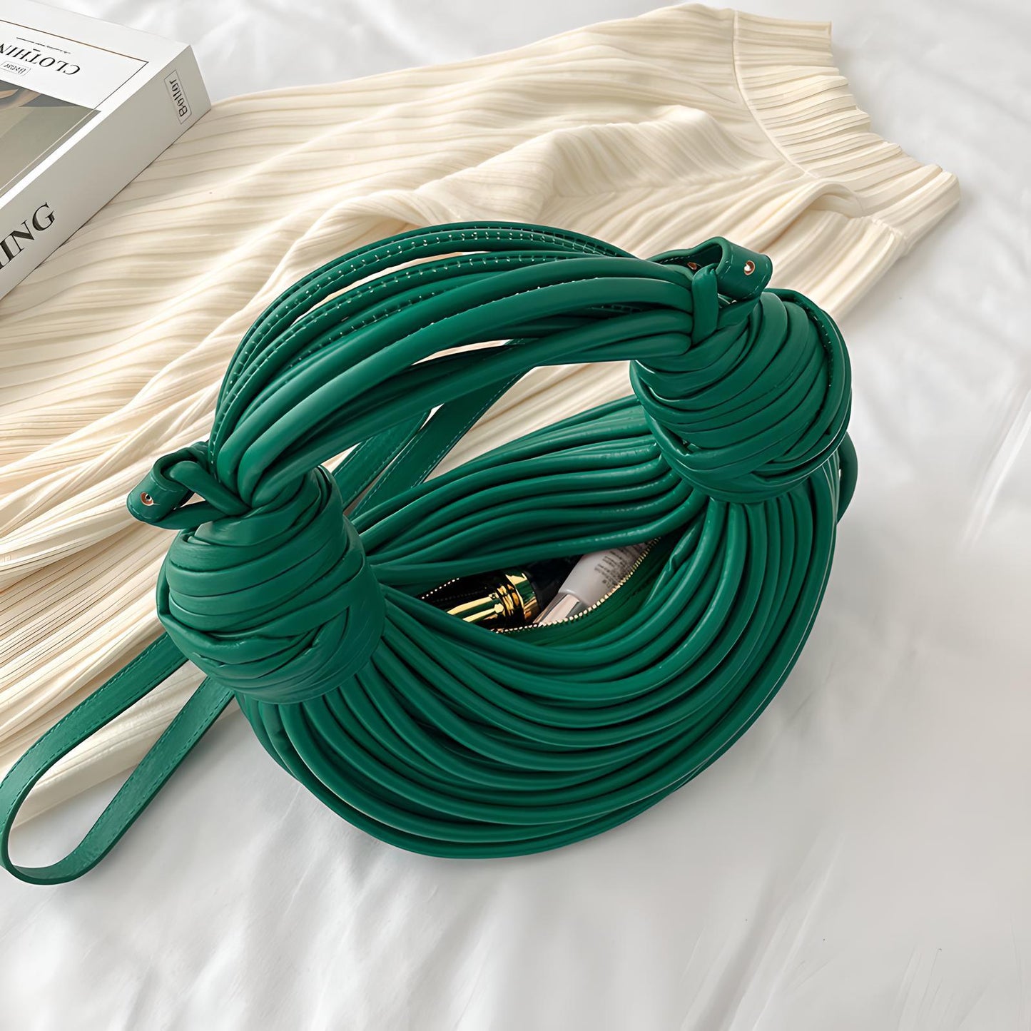 Hand-Woven Women's Messenger Bread Bag Creative Noodle Shoulder Underarm Bag Chic Foreign Trade Handbag