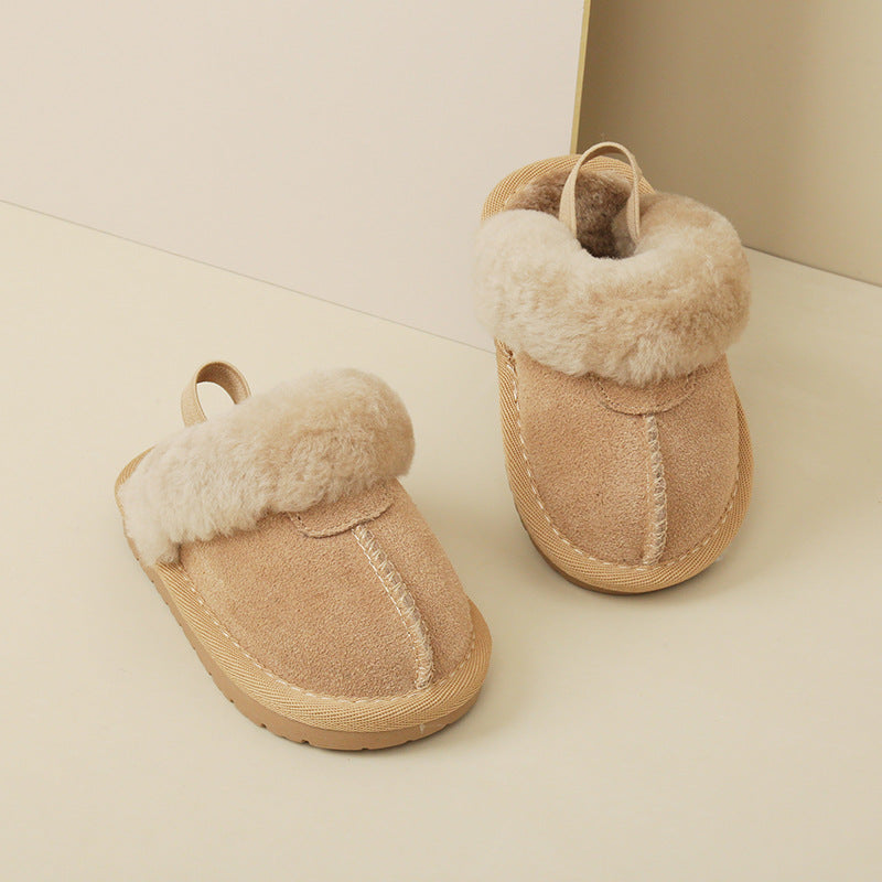 Girls' Korean-style toddler shoes baby baby shoes fleece-lined cotton slippers autumn and winter children's plush shoes boys shoes
