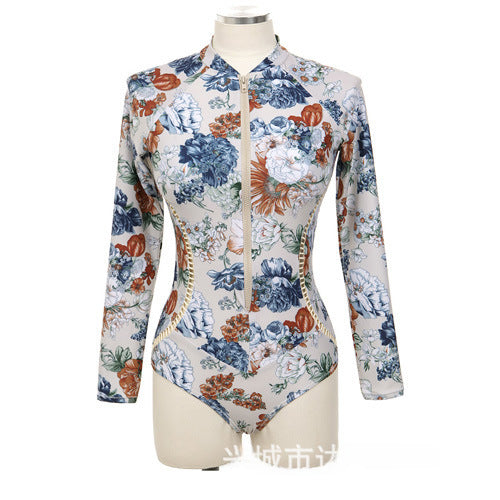 Korean new diving suit women's quick-drying jellyfish suit surfing swimsuit long sleeve one-piece hot spring conservative wholesale swimming suit