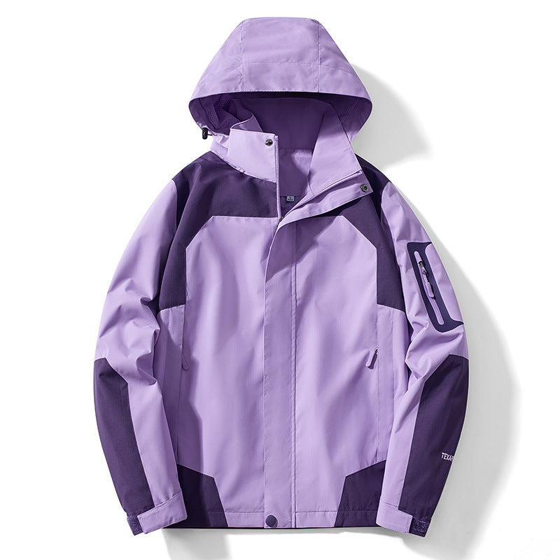 Sports outdoor jacket autumn and winter windproof warm detachable hat mountaineering clothing couple men's and women's thin coat cross-border
