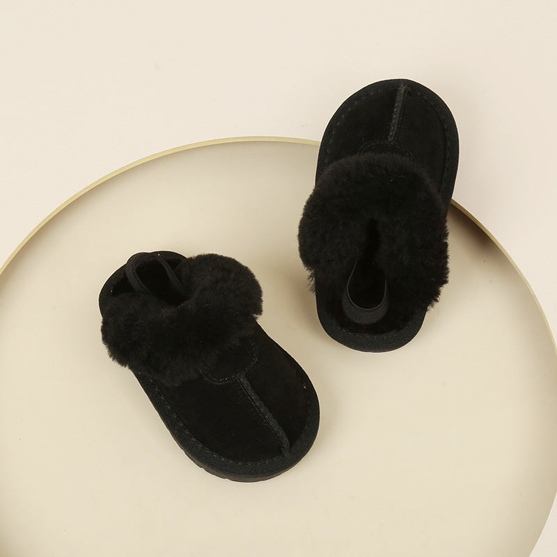 Girls' Korean-style toddler shoes baby baby shoes fleece-lined cotton slippers autumn and winter children's plush shoes boys shoes