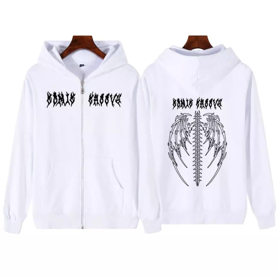 Cross-border Loose Printed Pocket Sweater Street Trendy Double-layer Hooded Sweater Women's Cardigan Y2K Jacket