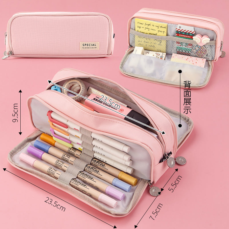 Ankou simple large capacity pencil case stationery box Japanese Korean style high school student girl multi-functional pencil bag