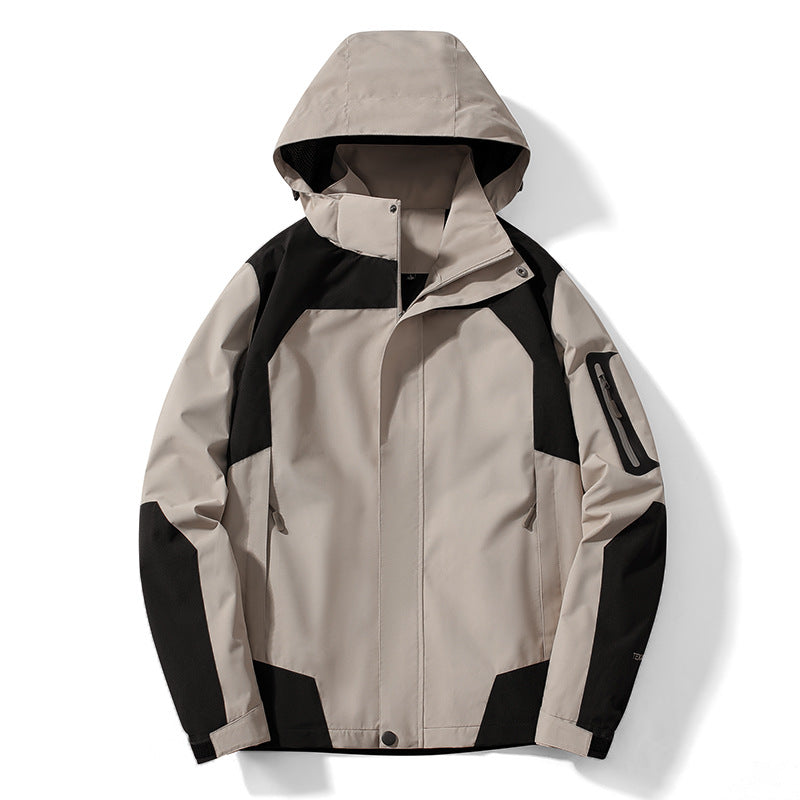 Sports outdoor jacket autumn and winter windproof warm detachable hat mountaineering clothing couple men's and women's thin coat cross-border