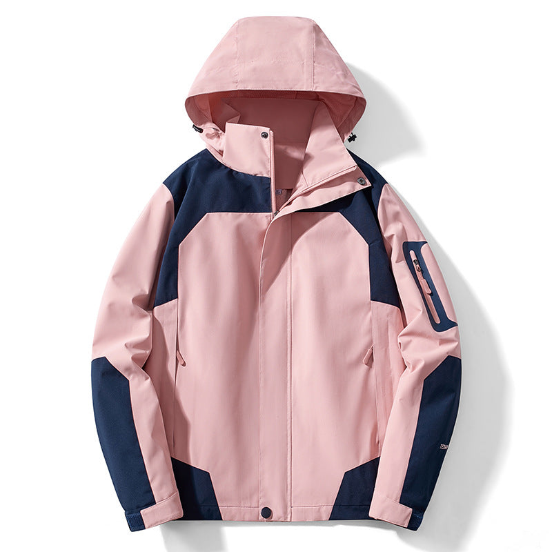 Sports outdoor jacket autumn and winter windproof warm detachable hat mountaineering clothing couple men's and women's thin coat cross-border