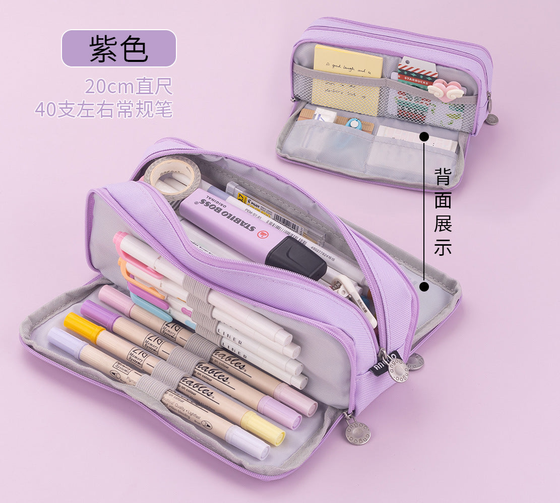 Ankou simple large capacity pencil case stationery box Japanese Korean style high school student girl multi-functional pencil bag