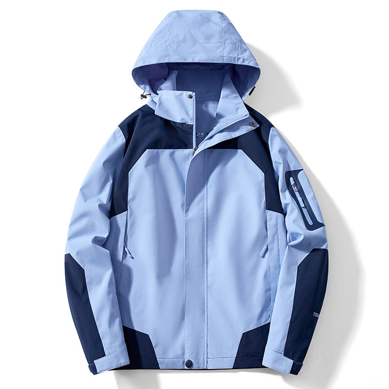 Sports outdoor jacket autumn and winter windproof warm detachable hat mountaineering clothing couple men's and women's thin coat cross-border