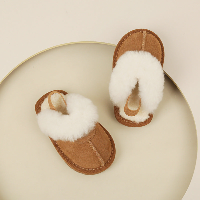 Girls' Korean-style toddler shoes baby baby shoes fleece-lined cotton slippers autumn and winter children's plush shoes boys shoes