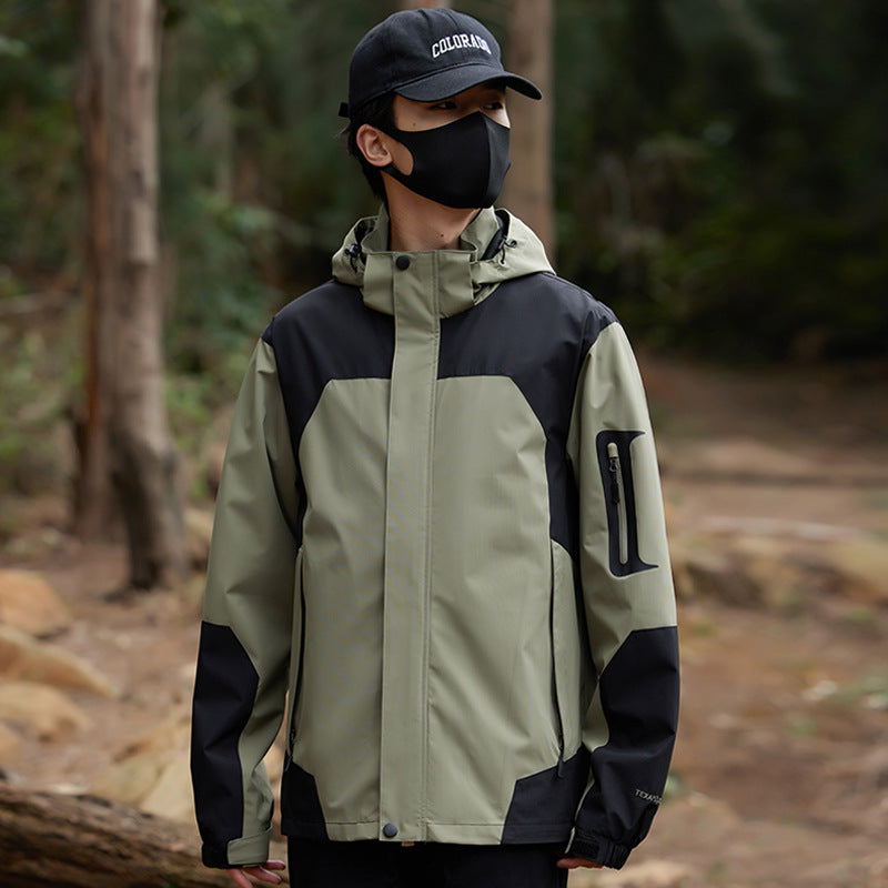 Sports outdoor jacket autumn and winter windproof warm detachable hat mountaineering clothing couple men's and women's thin coat cross-border