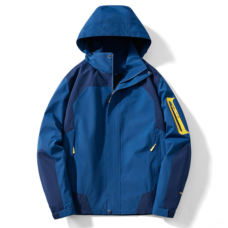 Sports outdoor jacket autumn and winter windproof warm detachable hat mountaineering clothing couple men's and women's thin coat cross-border