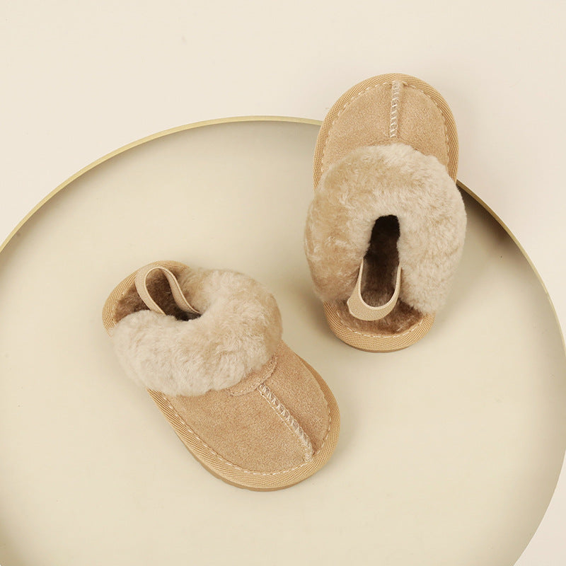 Girls' Korean-style toddler shoes baby baby shoes fleece-lined cotton slippers autumn and winter children's plush shoes boys shoes