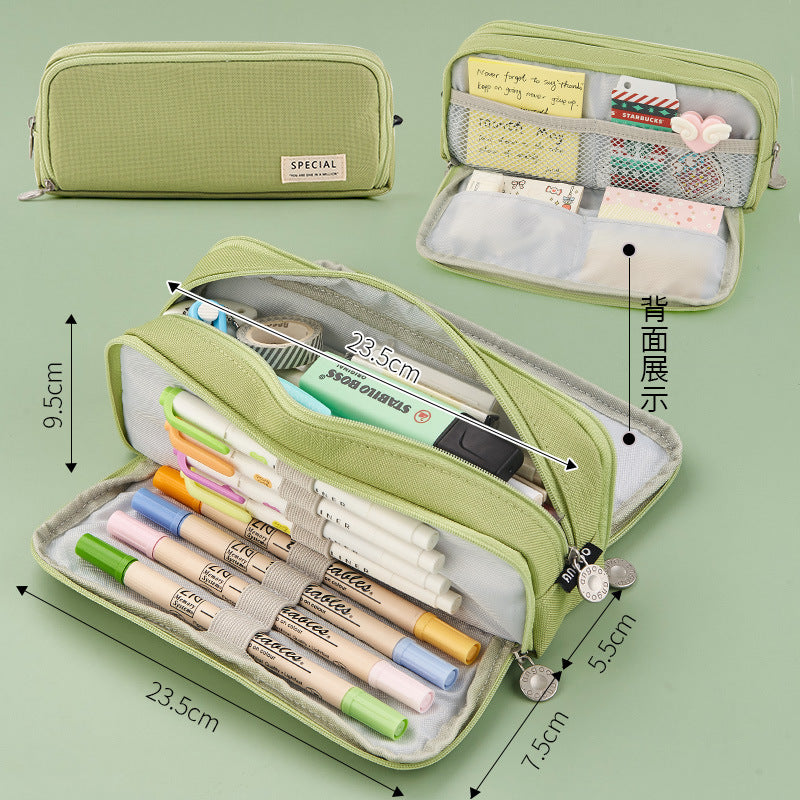 Ankou simple large capacity pencil case stationery box Japanese Korean style high school student girl multi-functional pencil bag