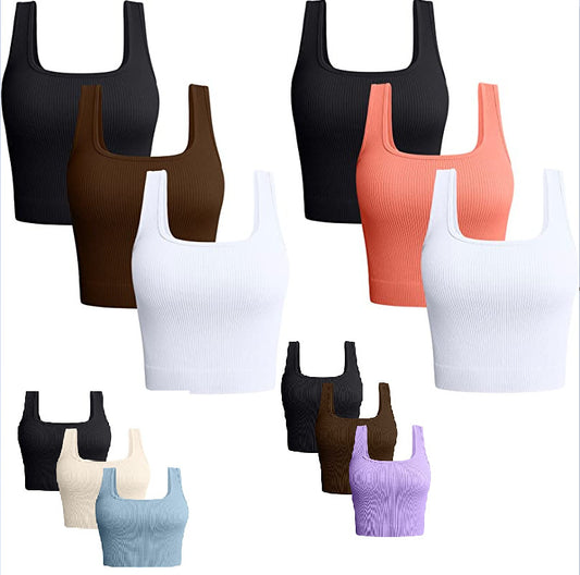Women's Solid Color Sexy Sports Running Fitness Yoga Vest Comfortable Cross-border Foreign Trade Top for Ladies