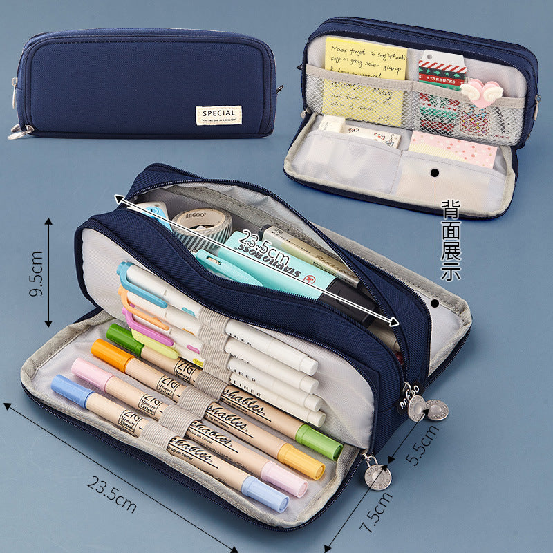 Ankou simple large capacity pencil case stationery box Japanese Korean style high school student girl multi-functional pencil bag