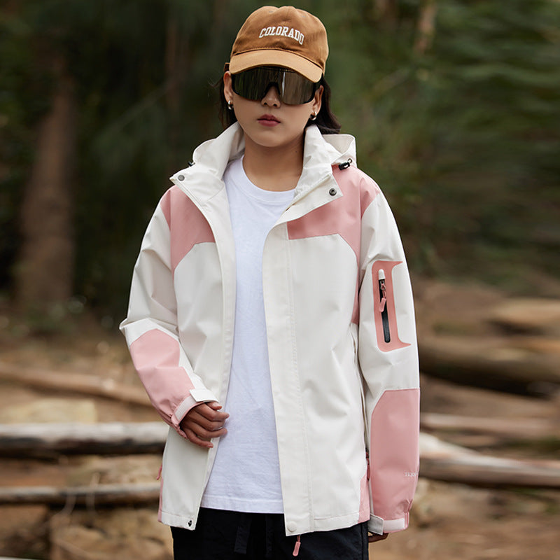 Sports outdoor jacket autumn and winter windproof warm detachable hat mountaineering clothing couple men's and women's thin coat cross-border