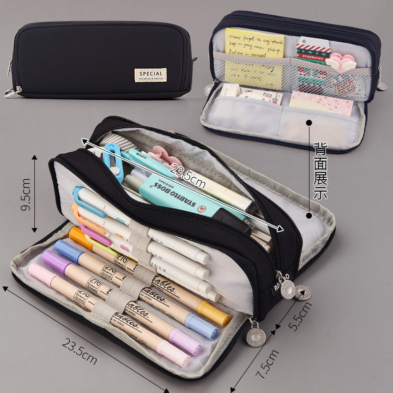 Ankou simple large capacity pencil case stationery box Japanese Korean style high school student girl multi-functional pencil bag