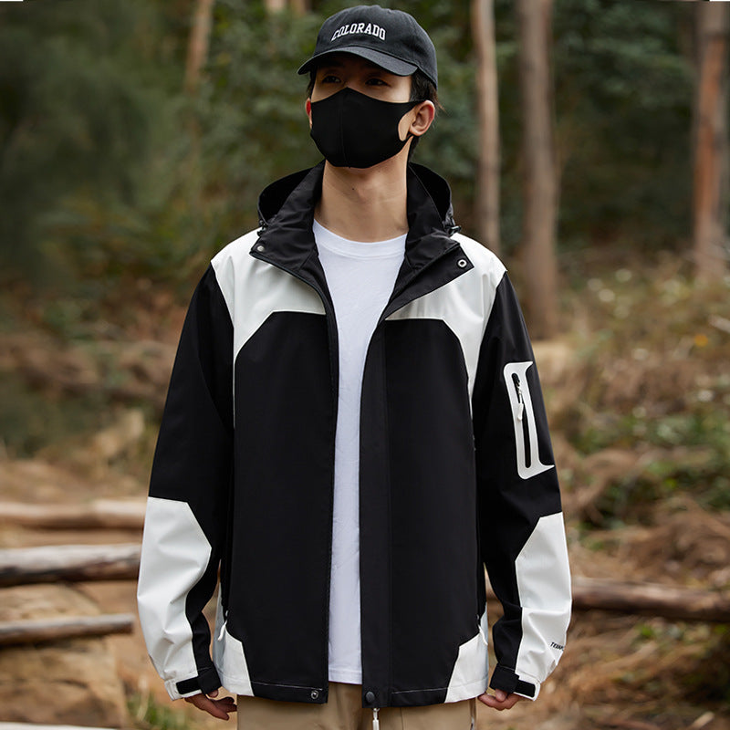 Sports outdoor jacket autumn and winter windproof warm detachable hat mountaineering clothing couple men's and women's thin coat cross-border