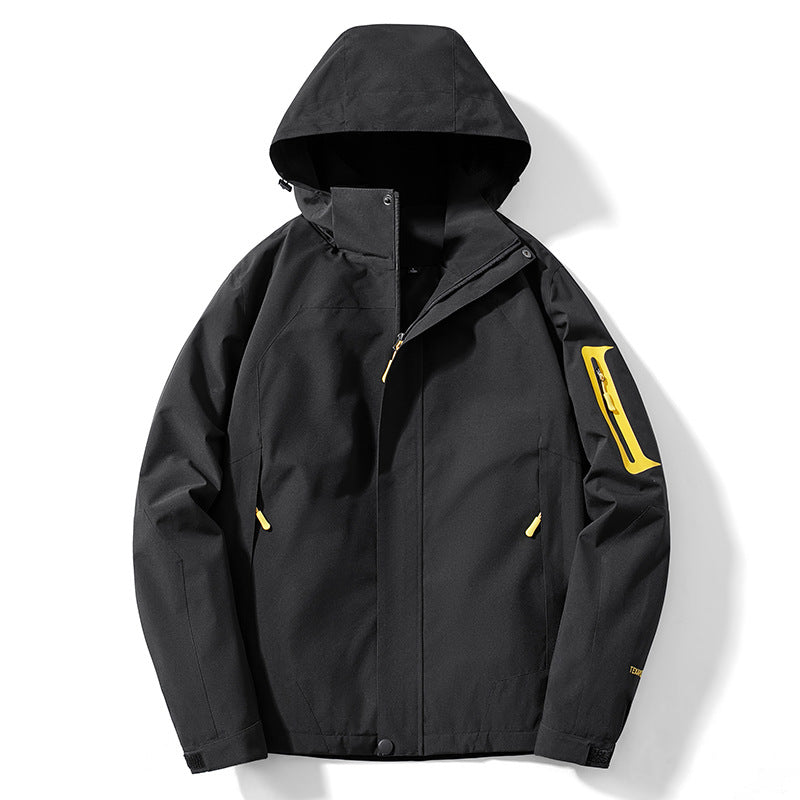 Sports outdoor jacket autumn and winter windproof warm detachable hat mountaineering clothing couple men's and women's thin coat cross-border