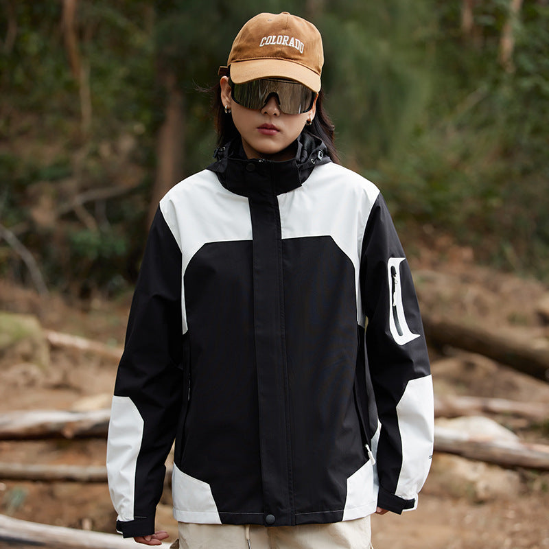 Sports outdoor jacket autumn and winter windproof warm detachable hat mountaineering clothing couple men's and women's thin coat cross-border