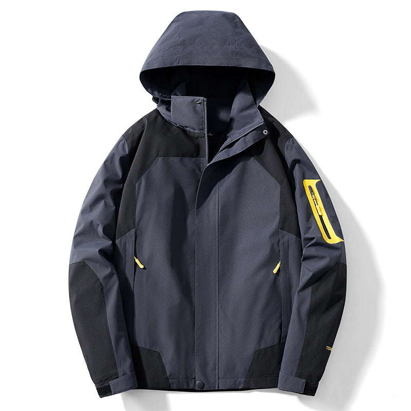 Sports outdoor jacket autumn and winter windproof warm detachable hat mountaineering clothing couple men's and women's thin coat cross-border