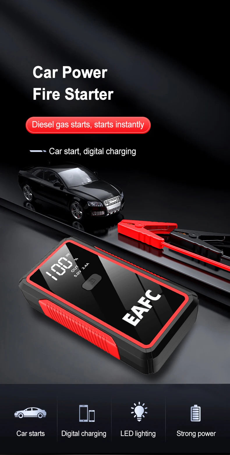EAFC 12V Car Jump Start 600A-2000A Car Battery Starter Booster Auto Starting Device Emergency Start Portable Power Bank