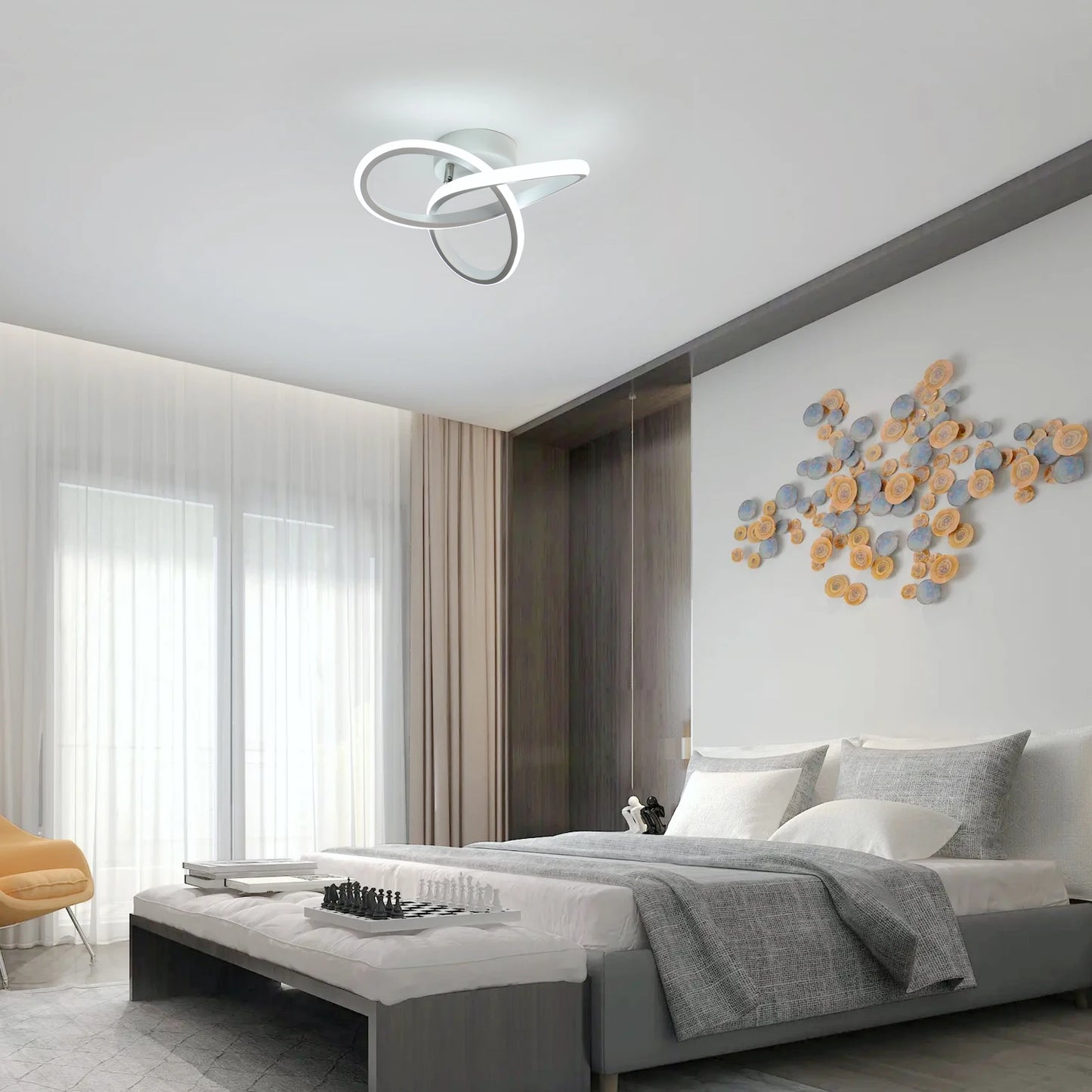 LED Ceiling Light, Modern Ceiling Lamp 20W 2200LM White Ceiling Lamp for Kitchen, Hallway, Bedroom, Switch Control