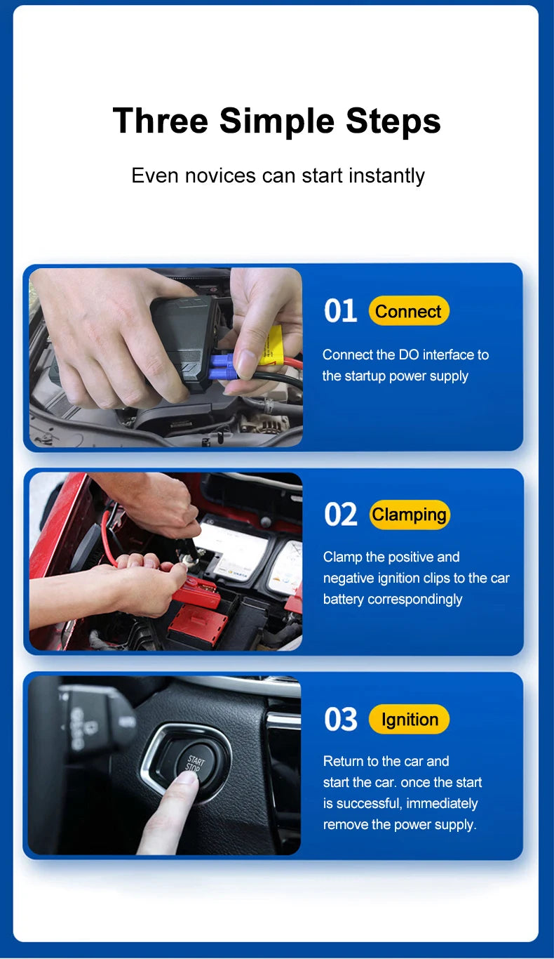 EAFC 12V Car Jump Start 600A-2000A Car Battery Starter Booster Auto Starting Device Emergency Start Portable Power Bank