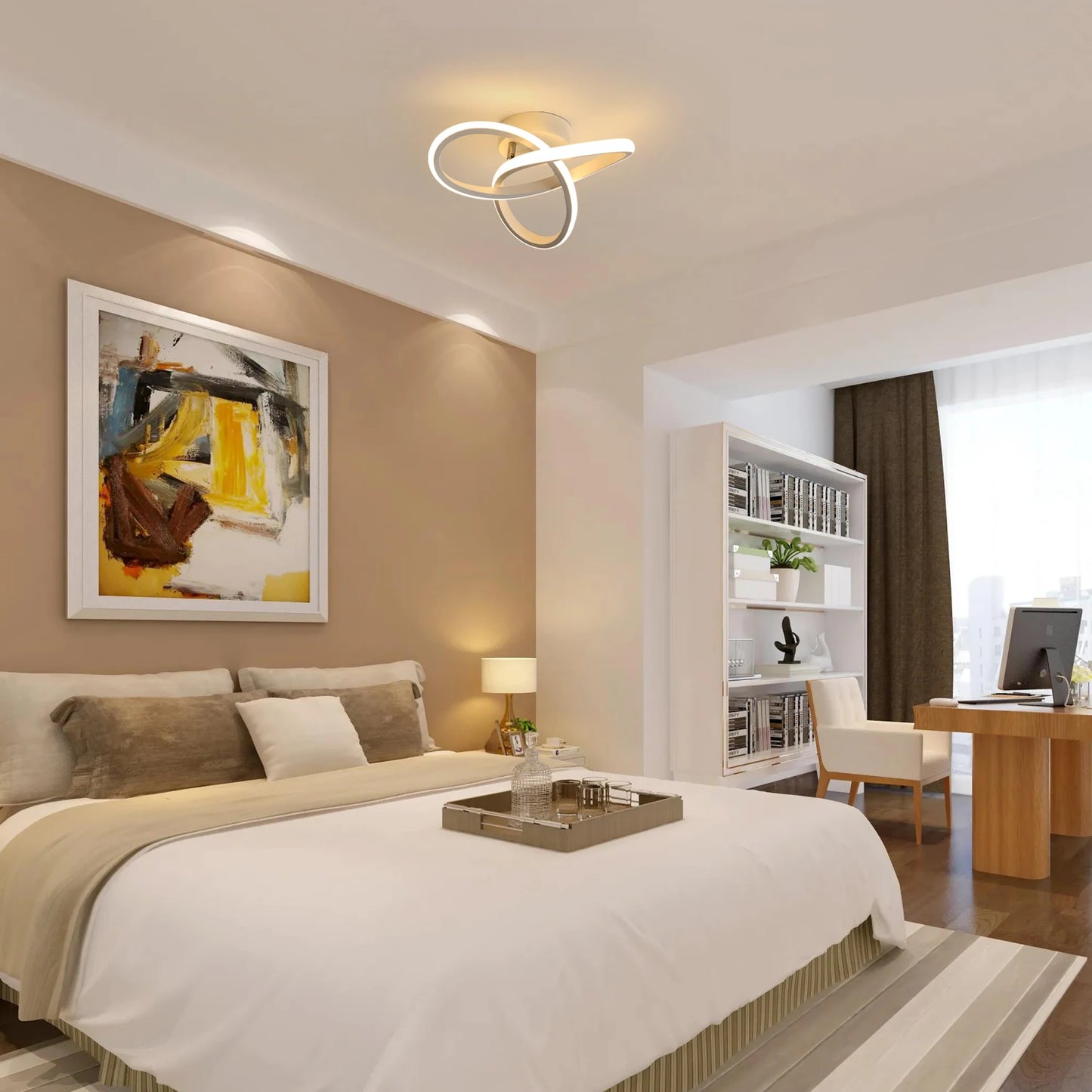 LED Ceiling Light, Modern Ceiling Lamp 20W 2200LM White Ceiling Lamp for Kitchen, Hallway, Bedroom, Switch Control