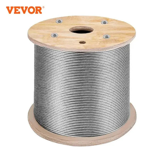 VEVOR 152M / 500Ft Wire Rope 316 Stainless Steel Strong Tension Soft Fishing Lifting Cable 7*7 Clothesline 1.5MM-3.2MM Diameter