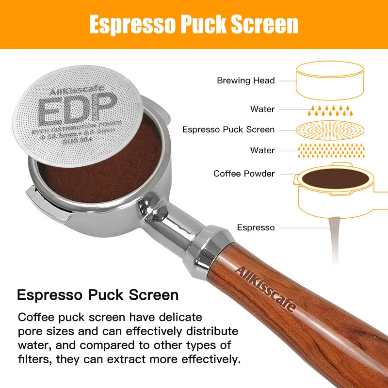 Alikisscafe Coffee Puck Screen 0.2mm Espresso Filter 51mm 53.5mm 58.5mm For Delonghi Breville Portafilter Accessory Barista Tool