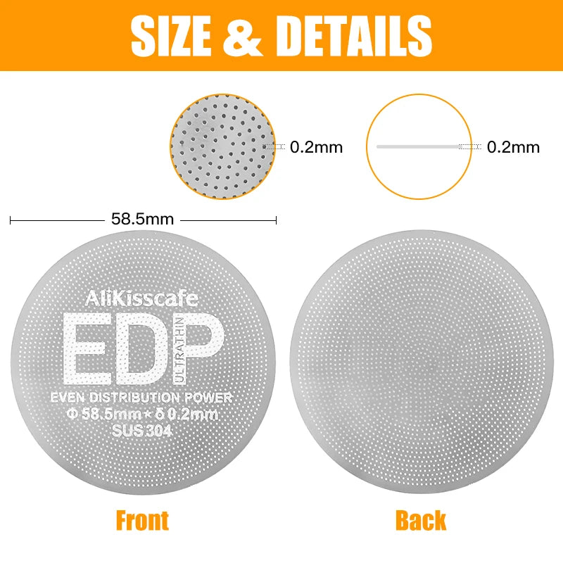 Alikisscafe Coffee Puck Screen 0.2mm Espresso Filter 51mm 53.5mm 58.5mm For Delonghi Breville Portafilter Accessory Barista Tool