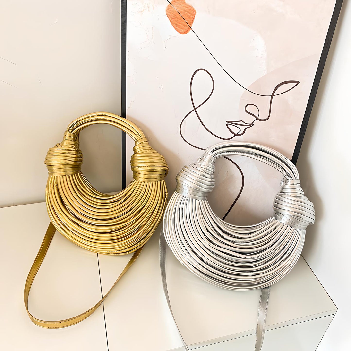 Hand-Woven Women's Messenger Bread Bag Creative Noodle Shoulder Underarm Bag Chic Foreign Trade Handbag